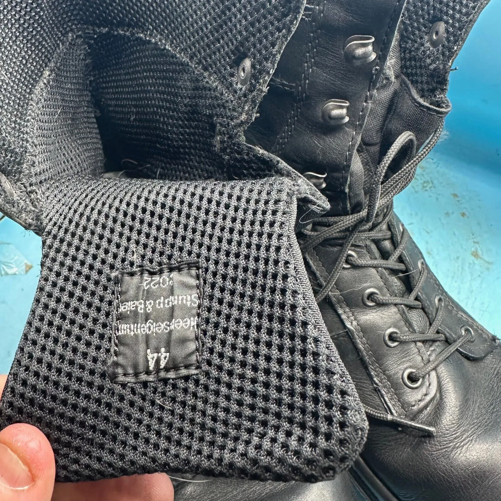 Austrian Army Black Leather Combat Boots - Size EU 44 - UK 9.5