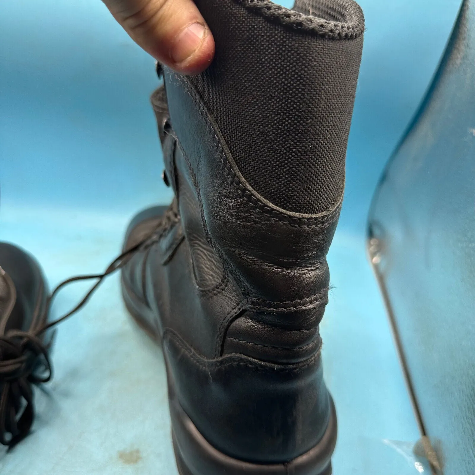 Austrian Army Black Leather Combat Boots - Size EU 44 - UK 9.5