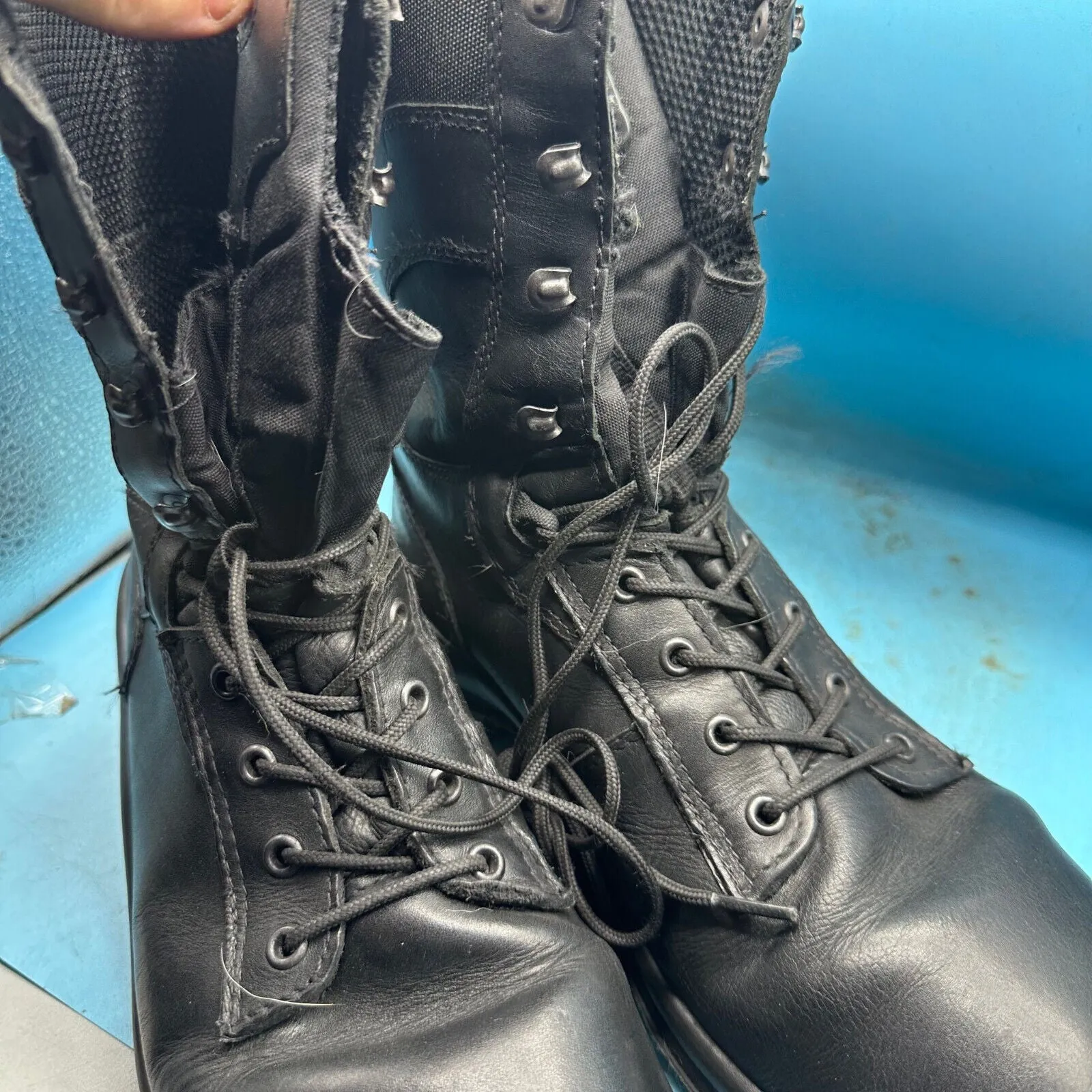 Austrian Army Black Leather Combat Boots - Size EU 44 - UK 9.5