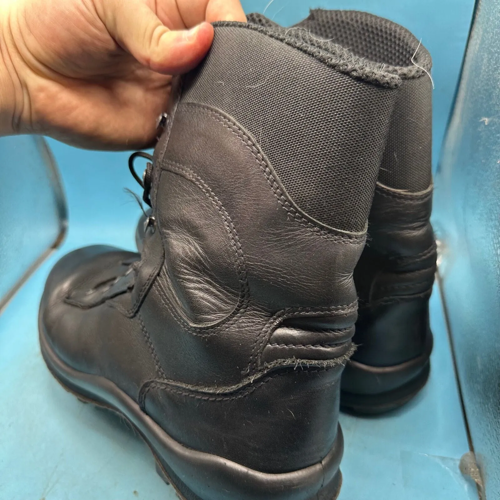 Austrian Army Black Leather Combat Boots - Size EU 44 - UK 9.5