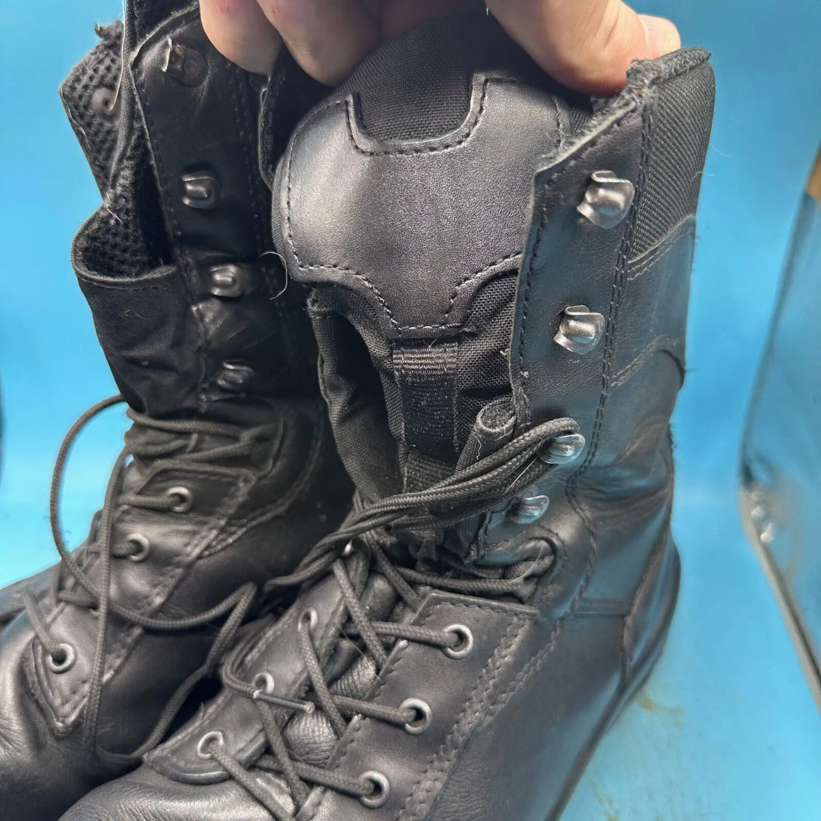 Austrian Army Black Leather Combat Boots - Size EU 44 - UK 9.5