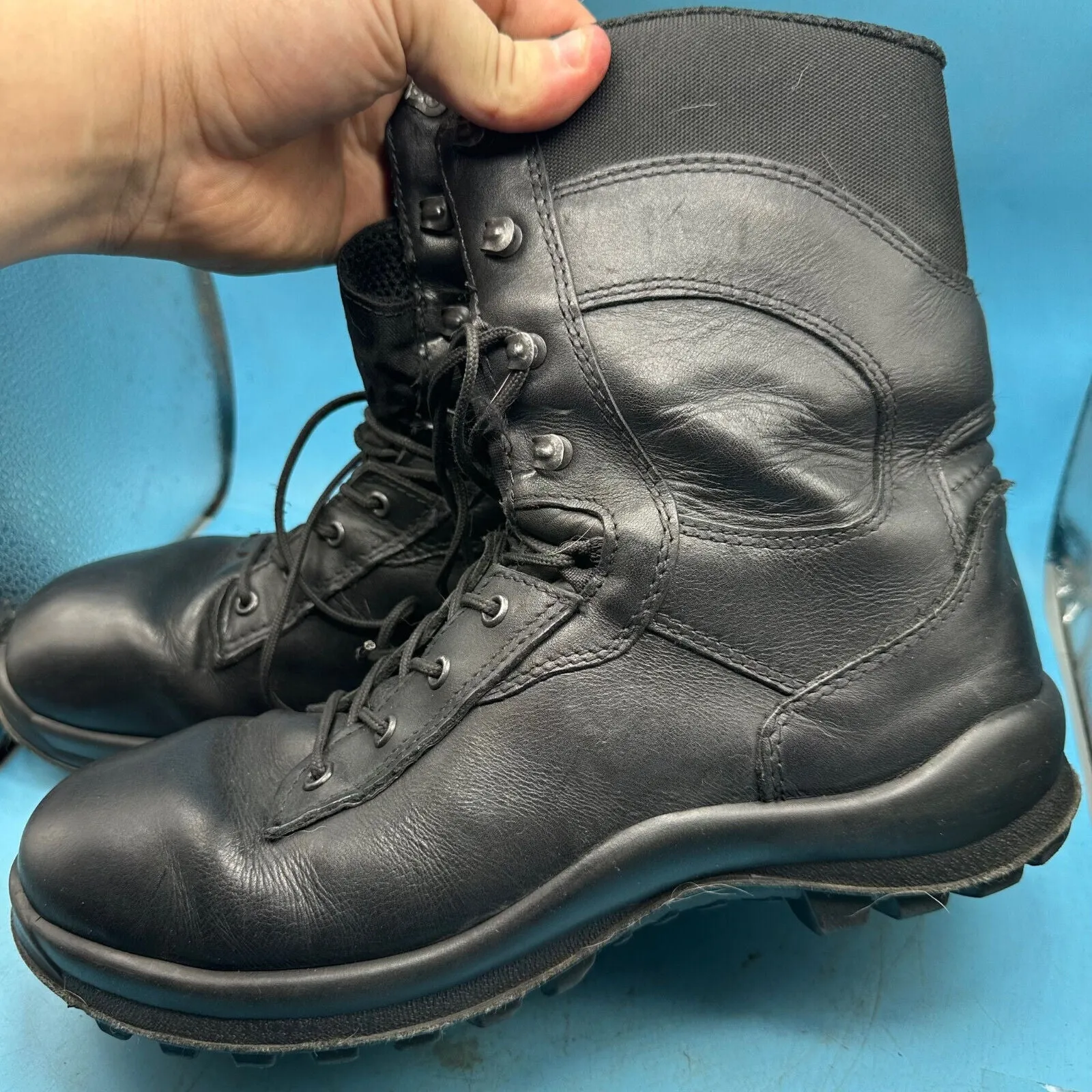 Austrian Army Black Leather Combat Boots - Size EU 44 - UK 9.5