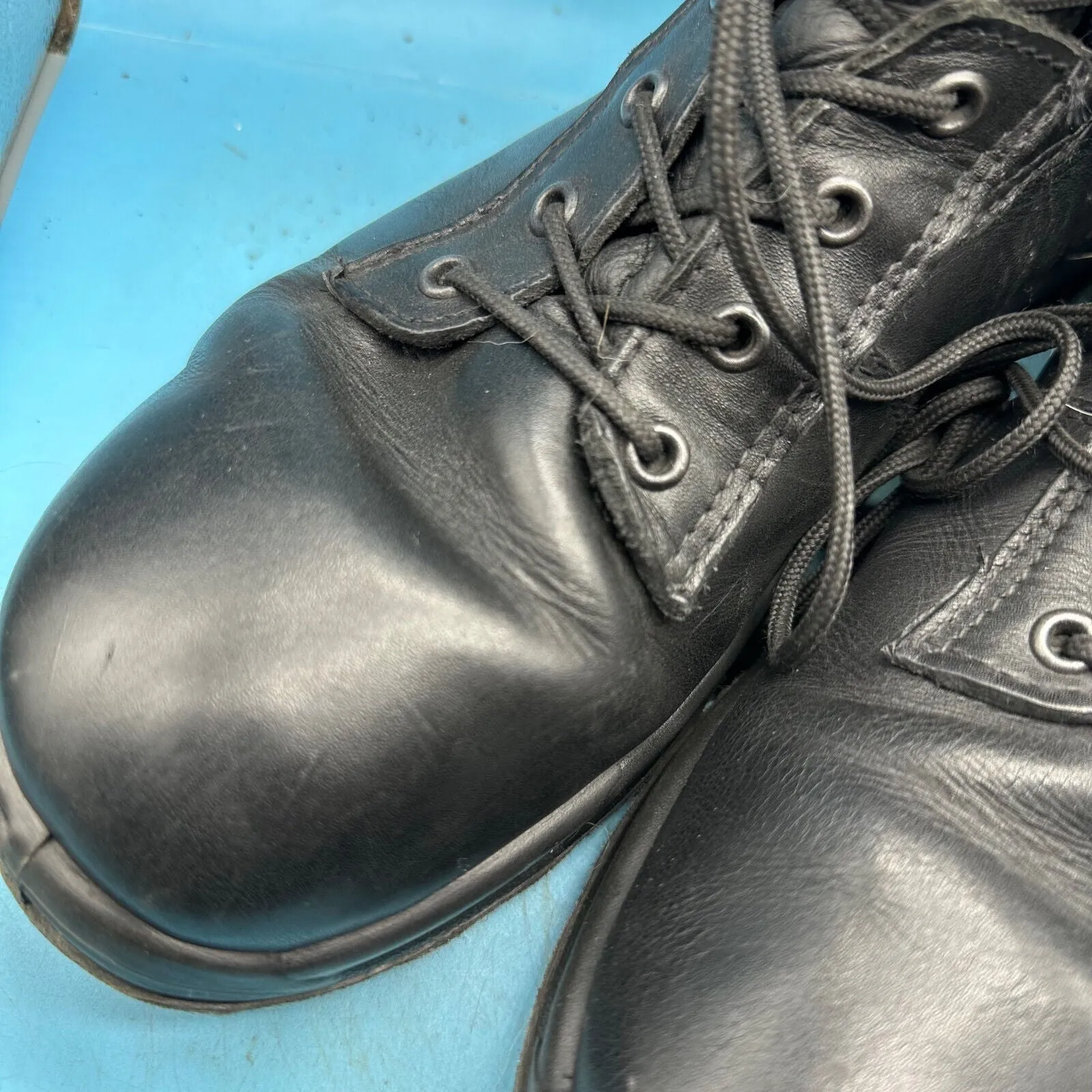 Austrian Army Black Leather Combat Boots - Size EU 44 - UK 9.5