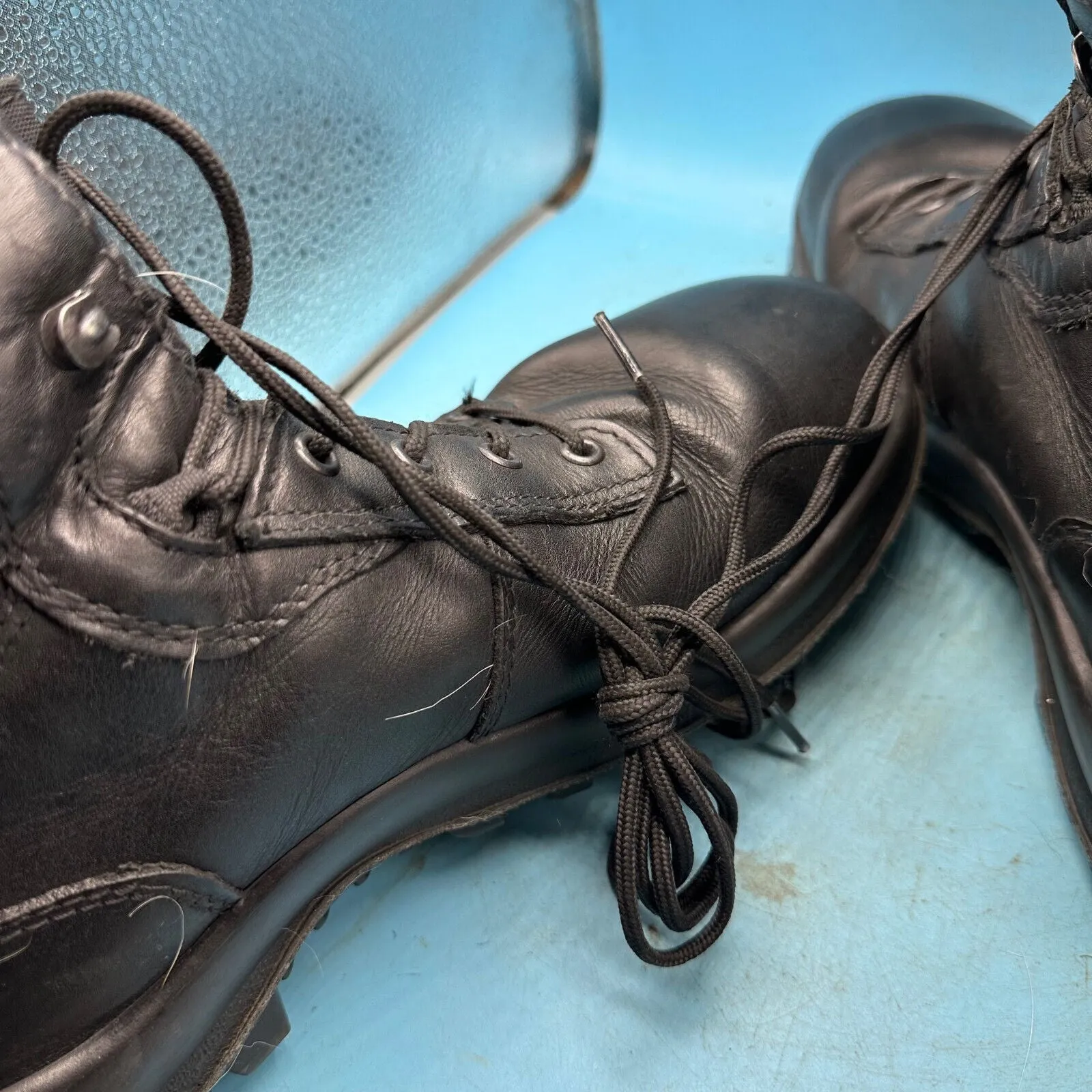 Austrian Army Black Leather Combat Boots - Size EU 44 - UK 9.5