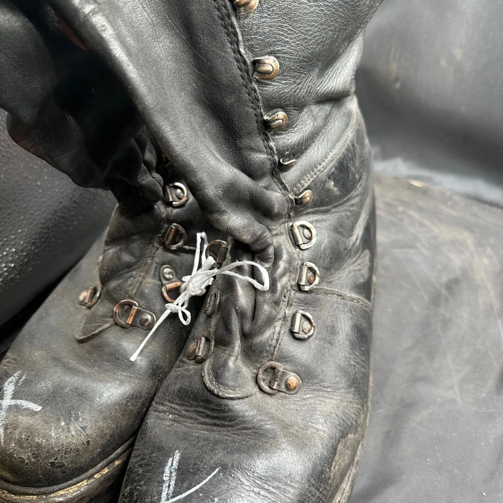 Austrian Army Black Leather Heavy Duty Combat Boots - Size EU 45 - UK 10