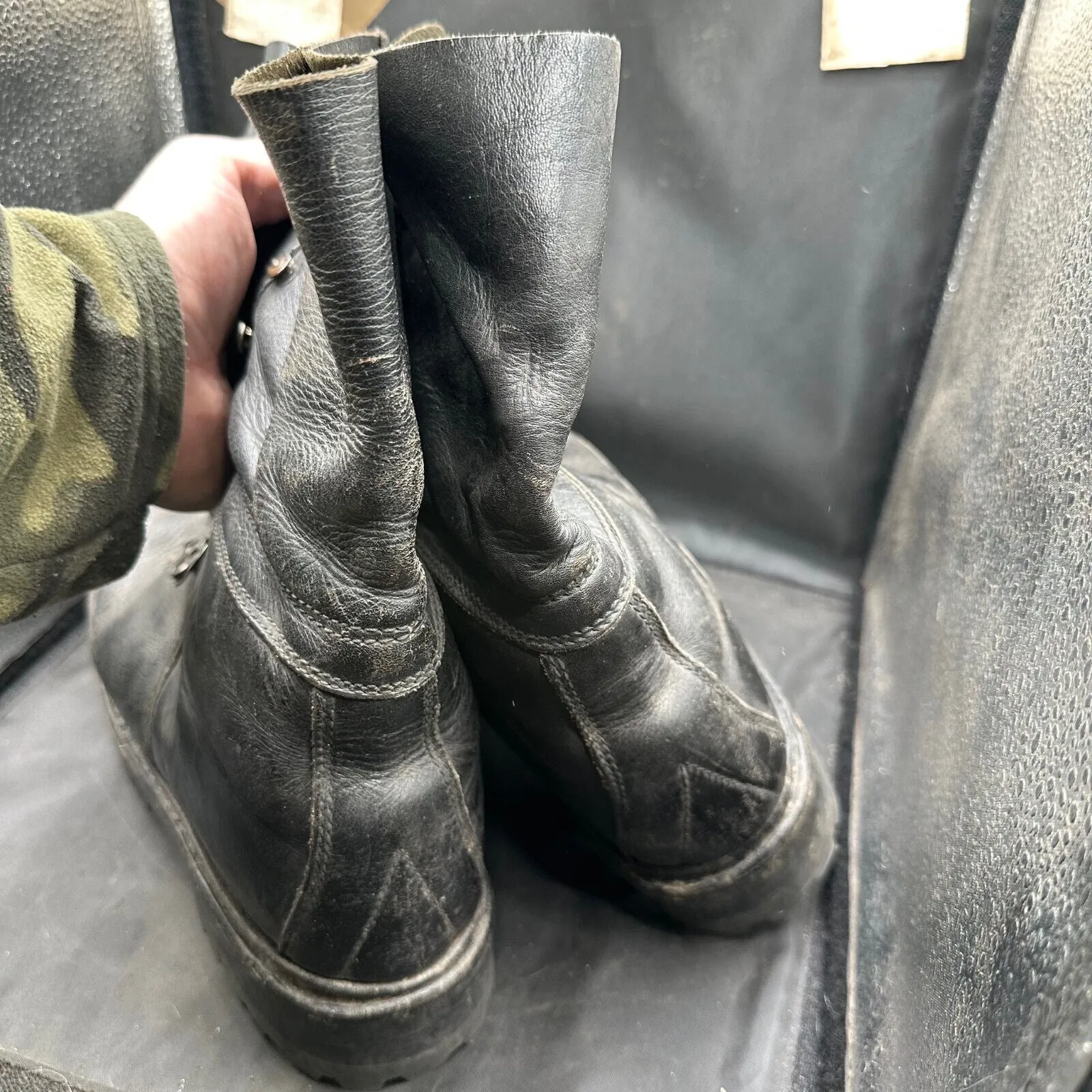 Austrian Army Black Leather Heavy Duty Combat Boots - Size EU 45 - UK 10