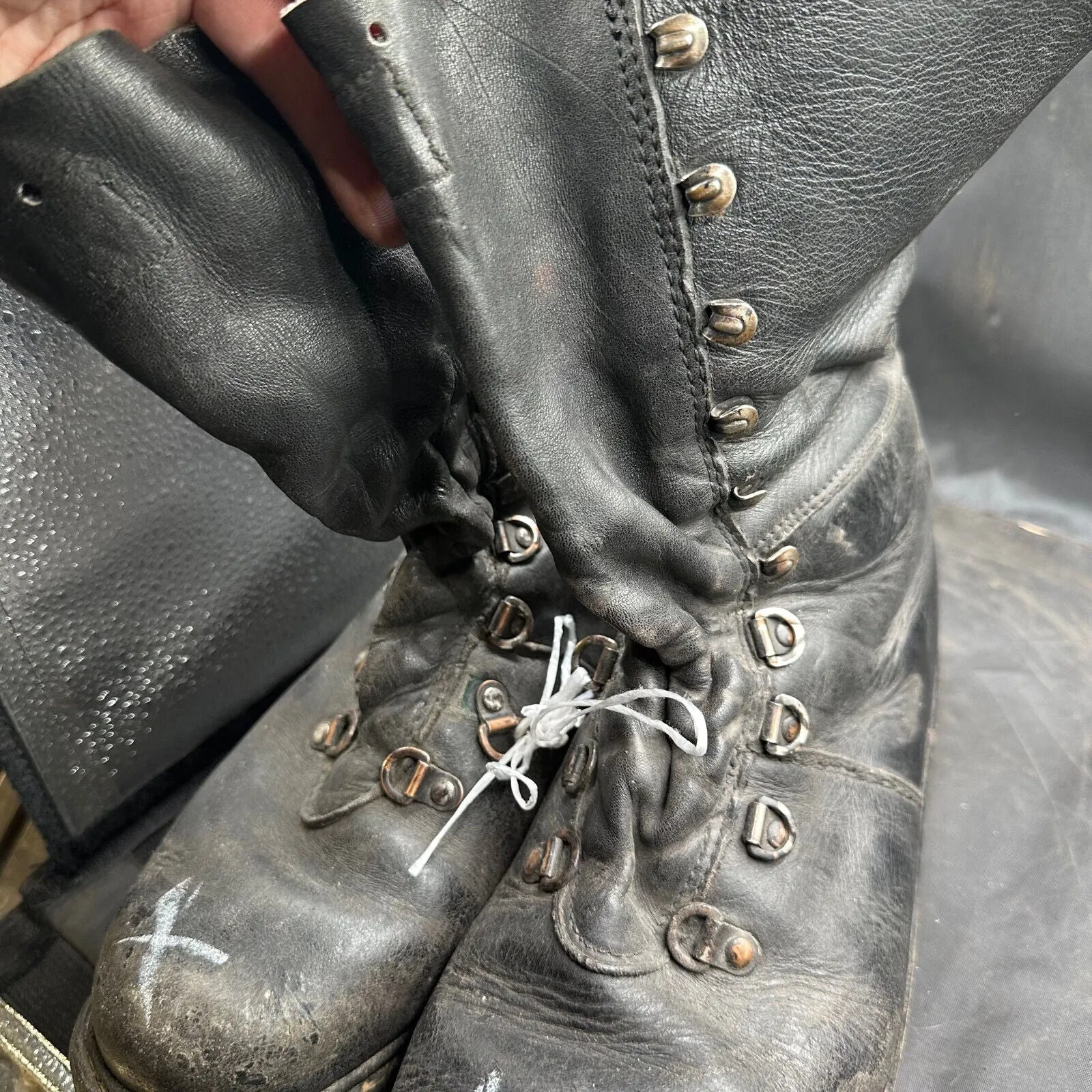 Austrian Army Black Leather Heavy Duty Combat Boots - Size EU 45 - UK 10