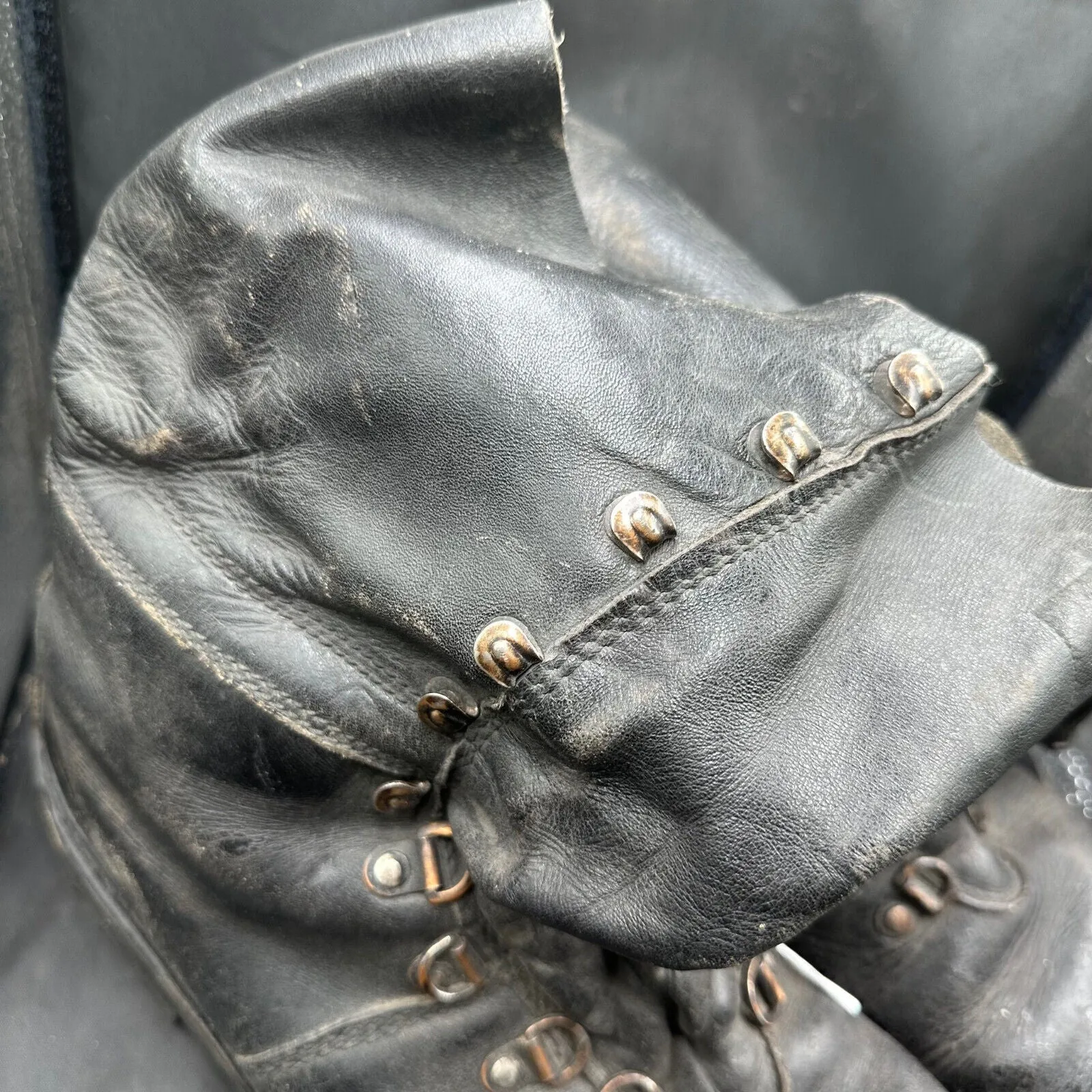 Austrian Army Black Leather Heavy Duty Combat Boots - Size EU 45 - UK 10