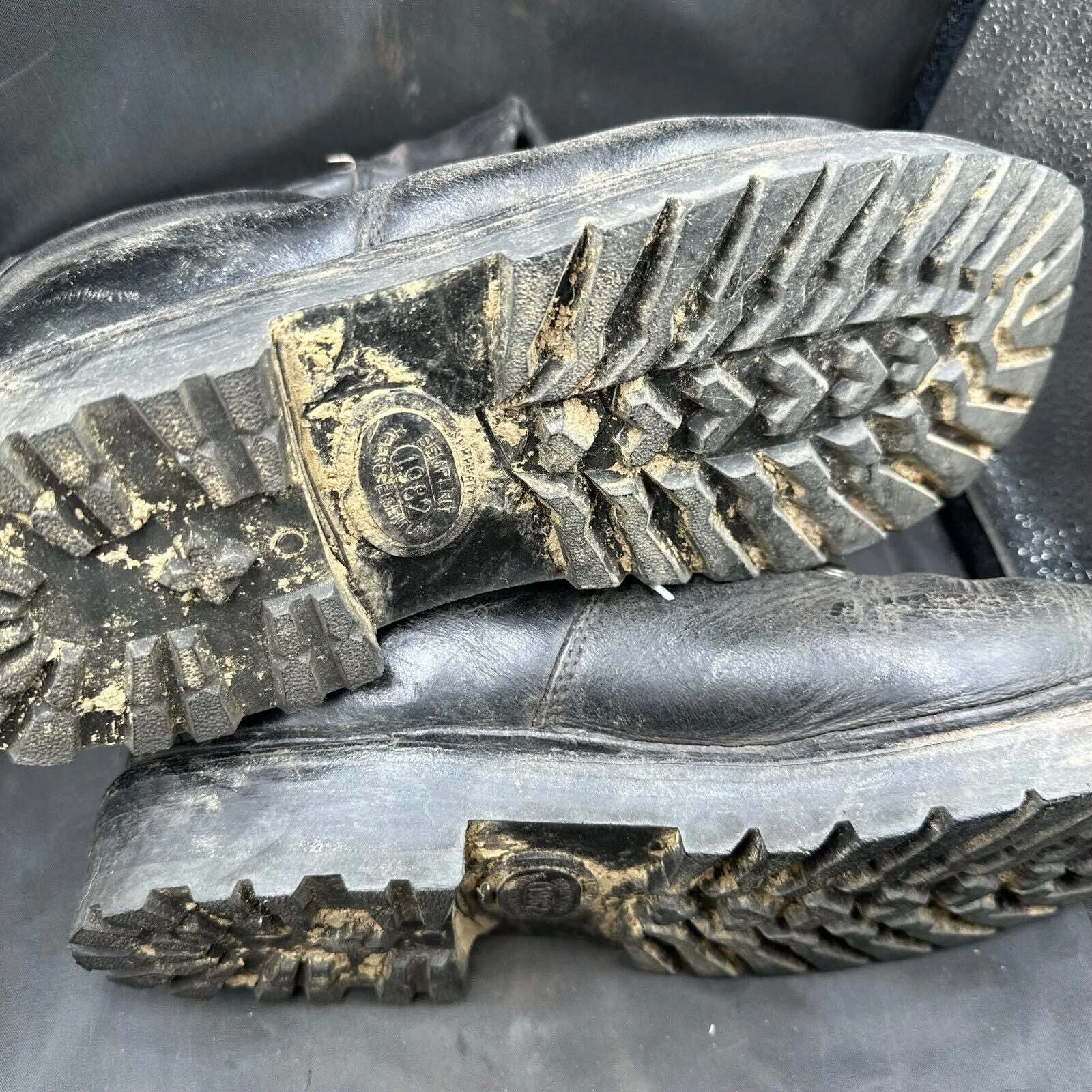 Austrian Army Black Leather Heavy Duty Combat Boots - Size EU 45 - UK 10