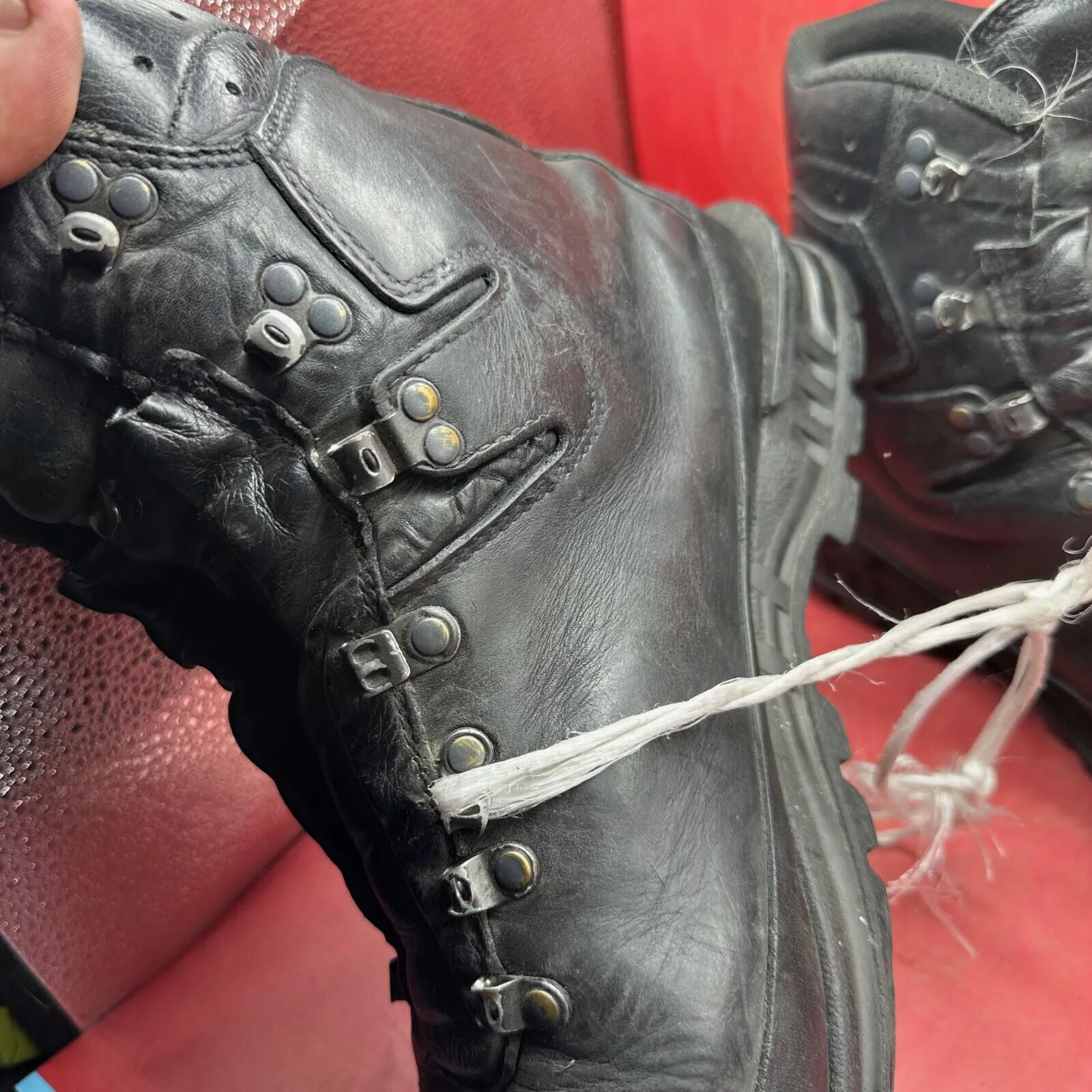 Austrian Army Black Leather MEINDL Heavy Duty Combat Boots - Size EU 47 - UK 12