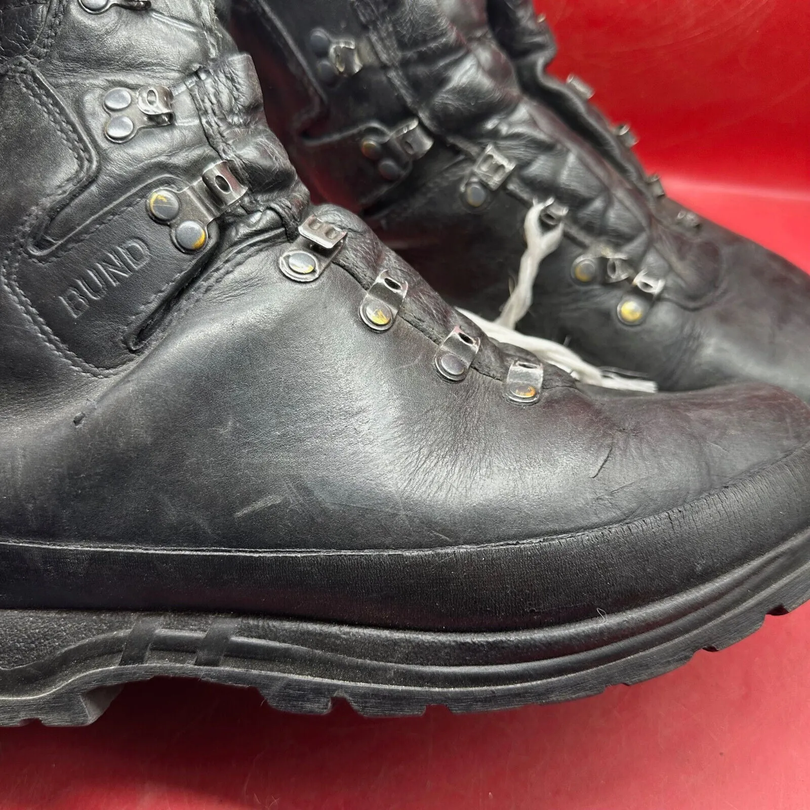 Austrian Army Black Leather MEINDL Heavy Duty Combat Boots - Size EU 47 - UK 12