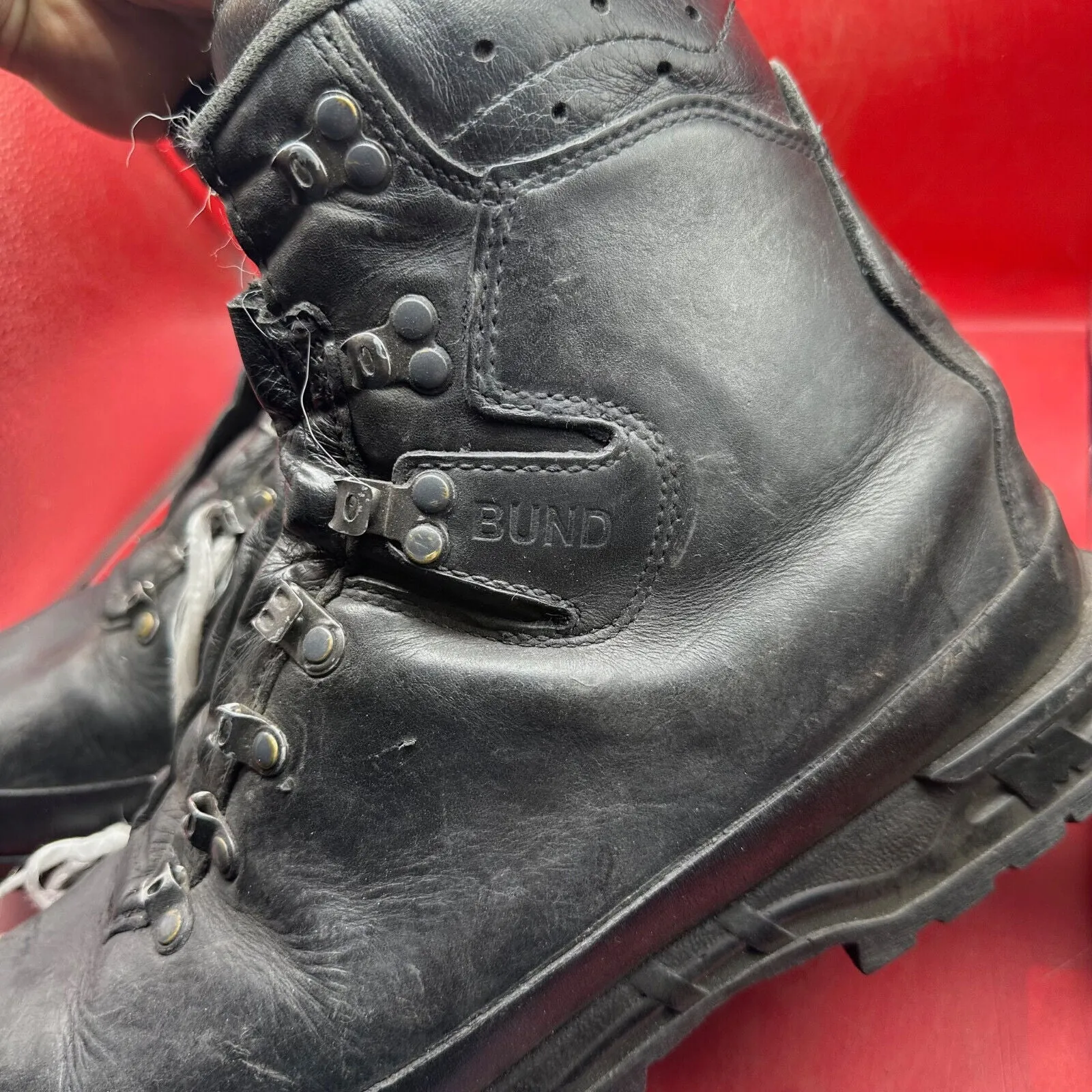 Austrian Army Black Leather MEINDL Heavy Duty Combat Boots - Size EU 47 - UK 12