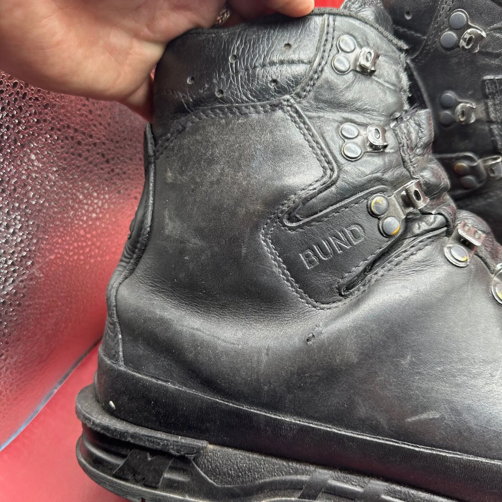 Austrian Army Black Leather MEINDL Heavy Duty Combat Boots - Size EU 47 - UK 12
