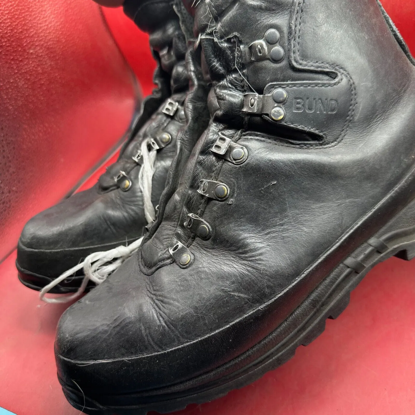 Austrian Army Black Leather MEINDL Heavy Duty Combat Boots - Size EU 47 - UK 12