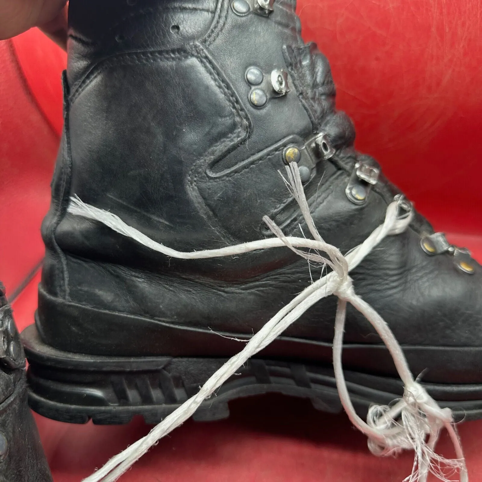 Austrian Army Black Leather MEINDL Heavy Duty Combat Boots - Size EU 47 - UK 12