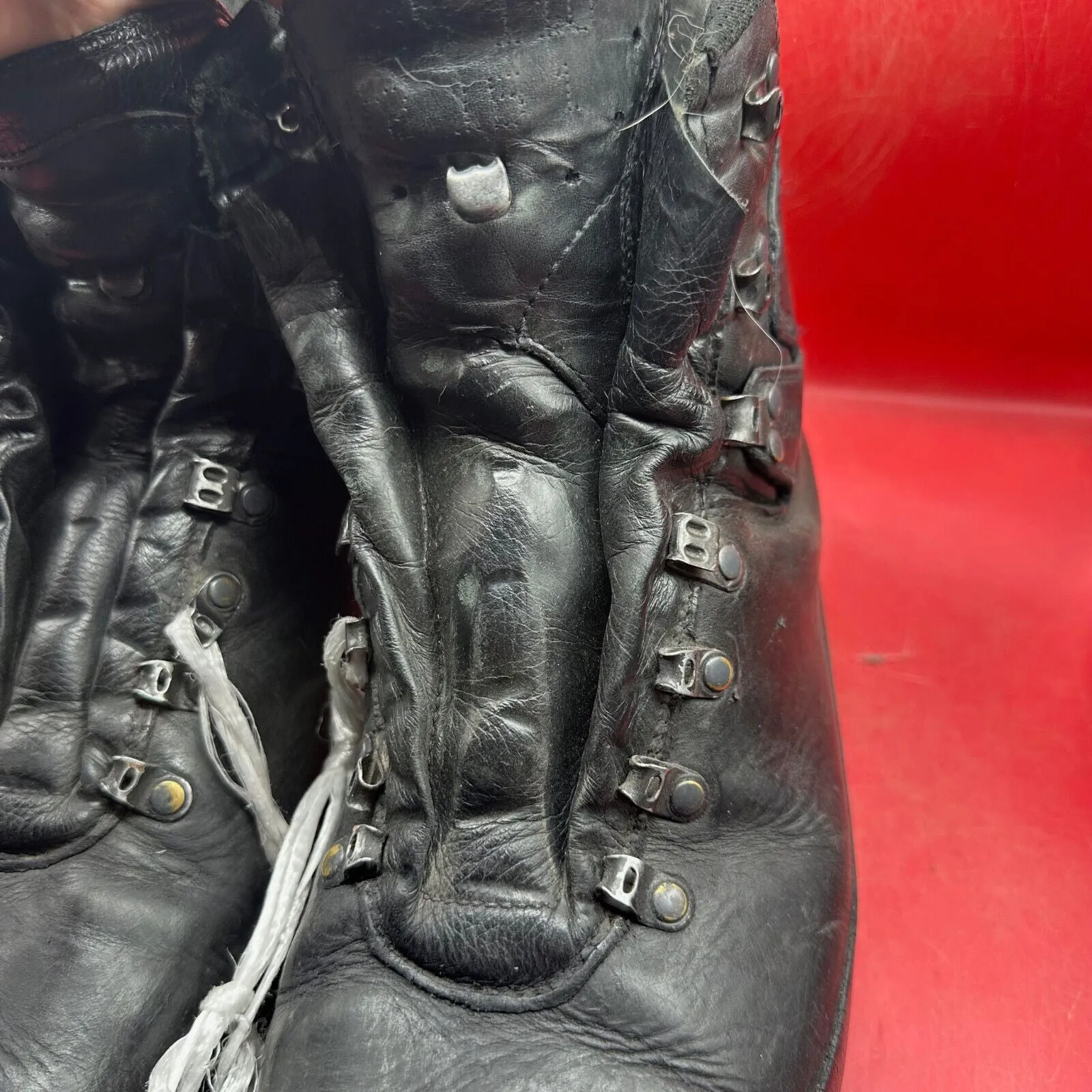 Austrian Army Black Leather MEINDL Heavy Duty Combat Boots - Size EU 47 - UK 12