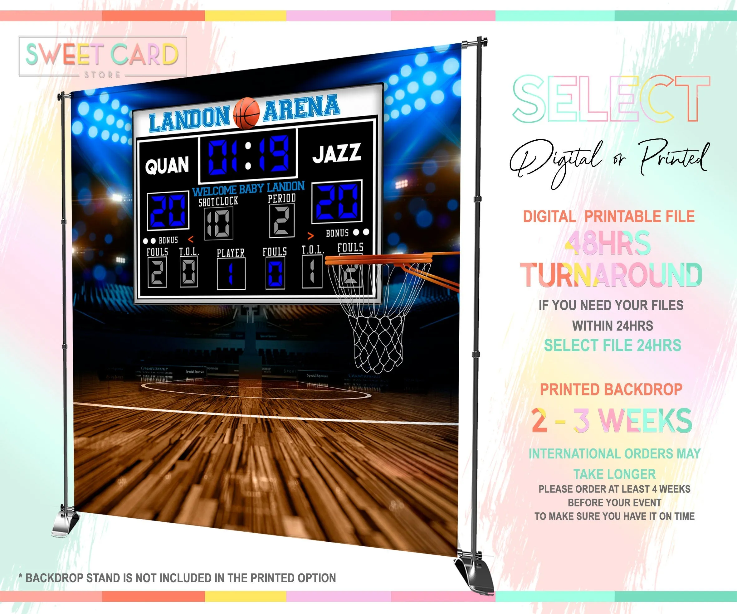 Basketball Backdrop, Basket Backdrop, Basket game score board backdrop, basketabll baby boy shower Backdrop, Basket boy party, Basketball