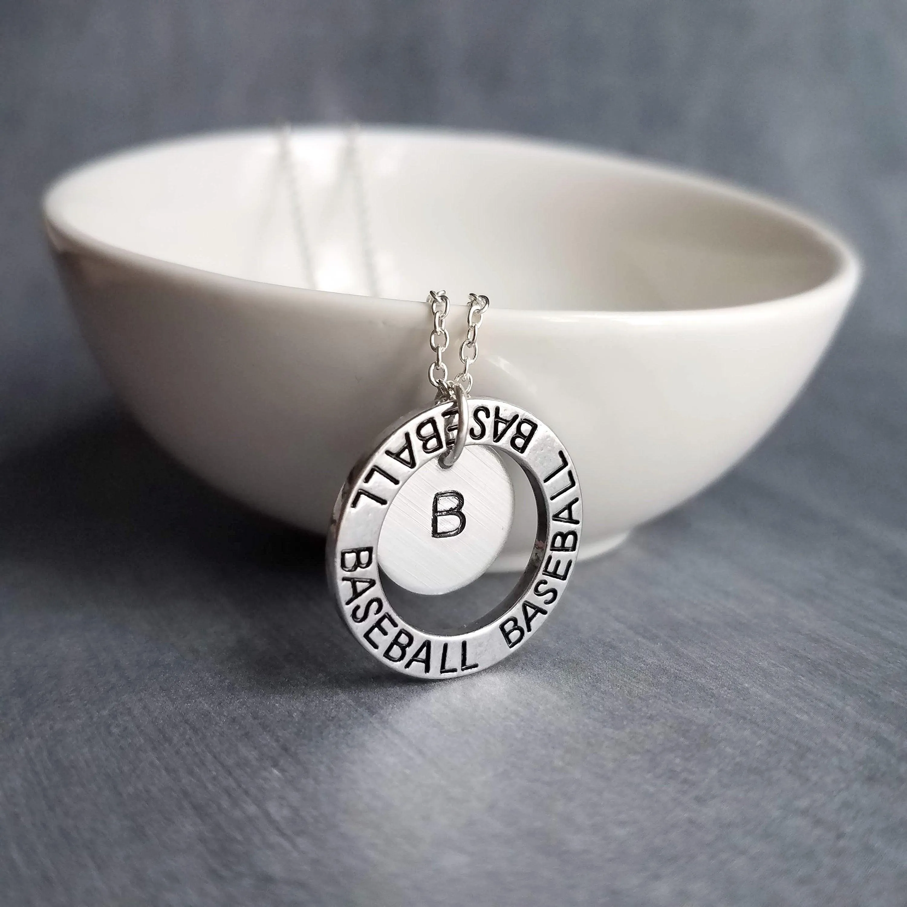 Basketball Necklace, silver basketball pendant, initial disk, team mom necklace, number pendant, game coach player fan gift, personalized