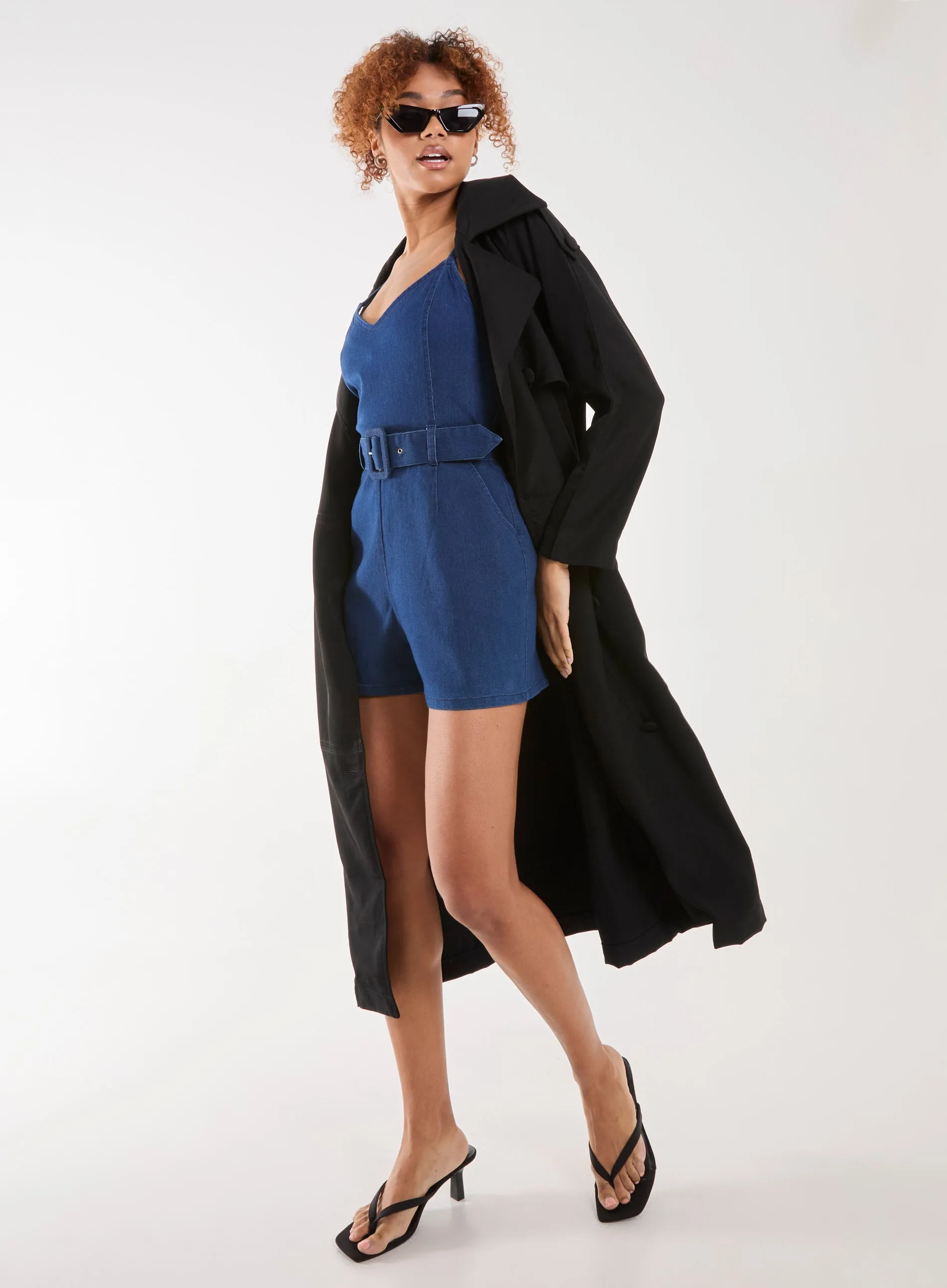 Belted Denim Playsuit