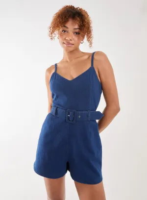 Belted Denim Playsuit