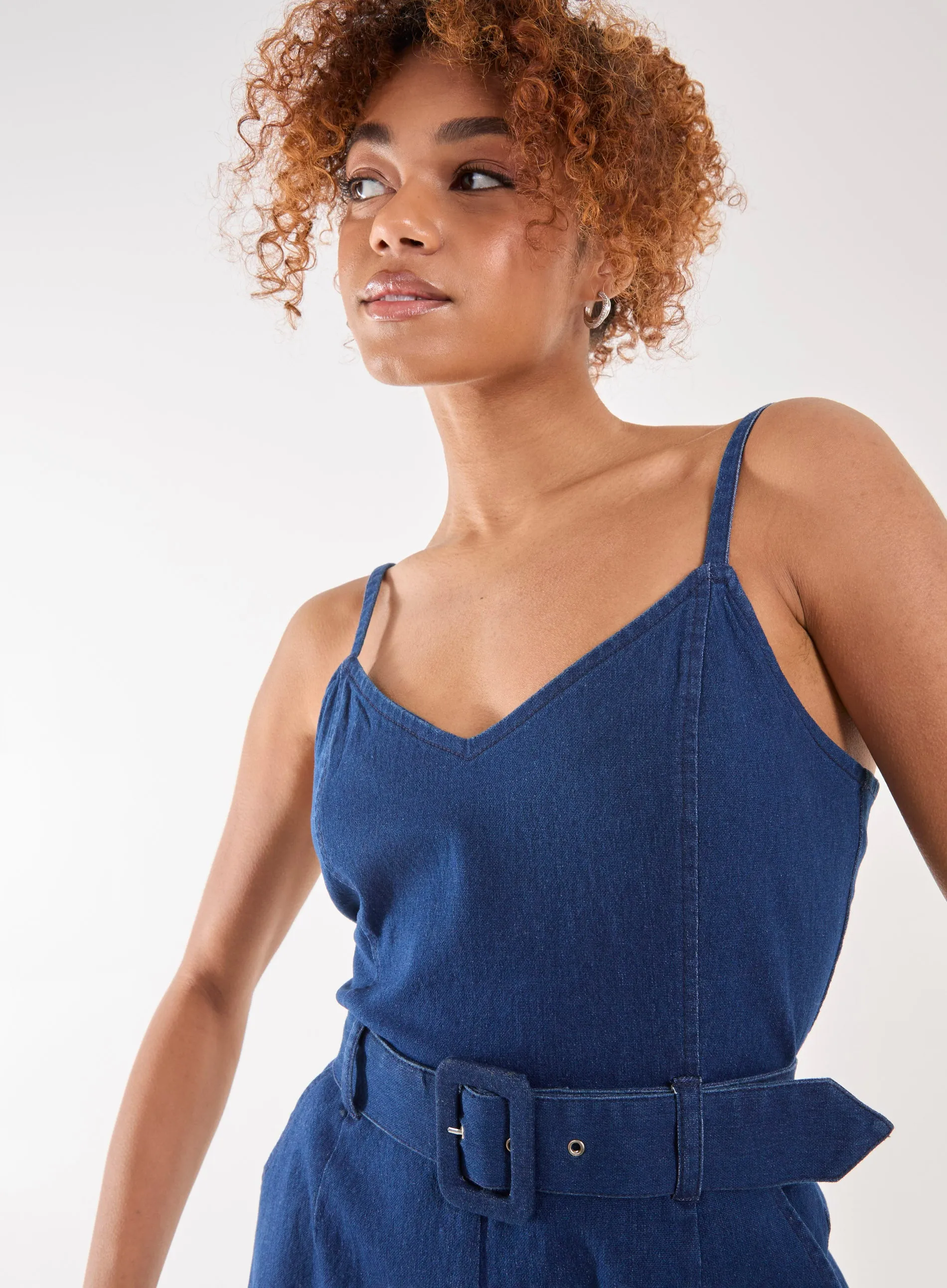 Belted Denim Playsuit