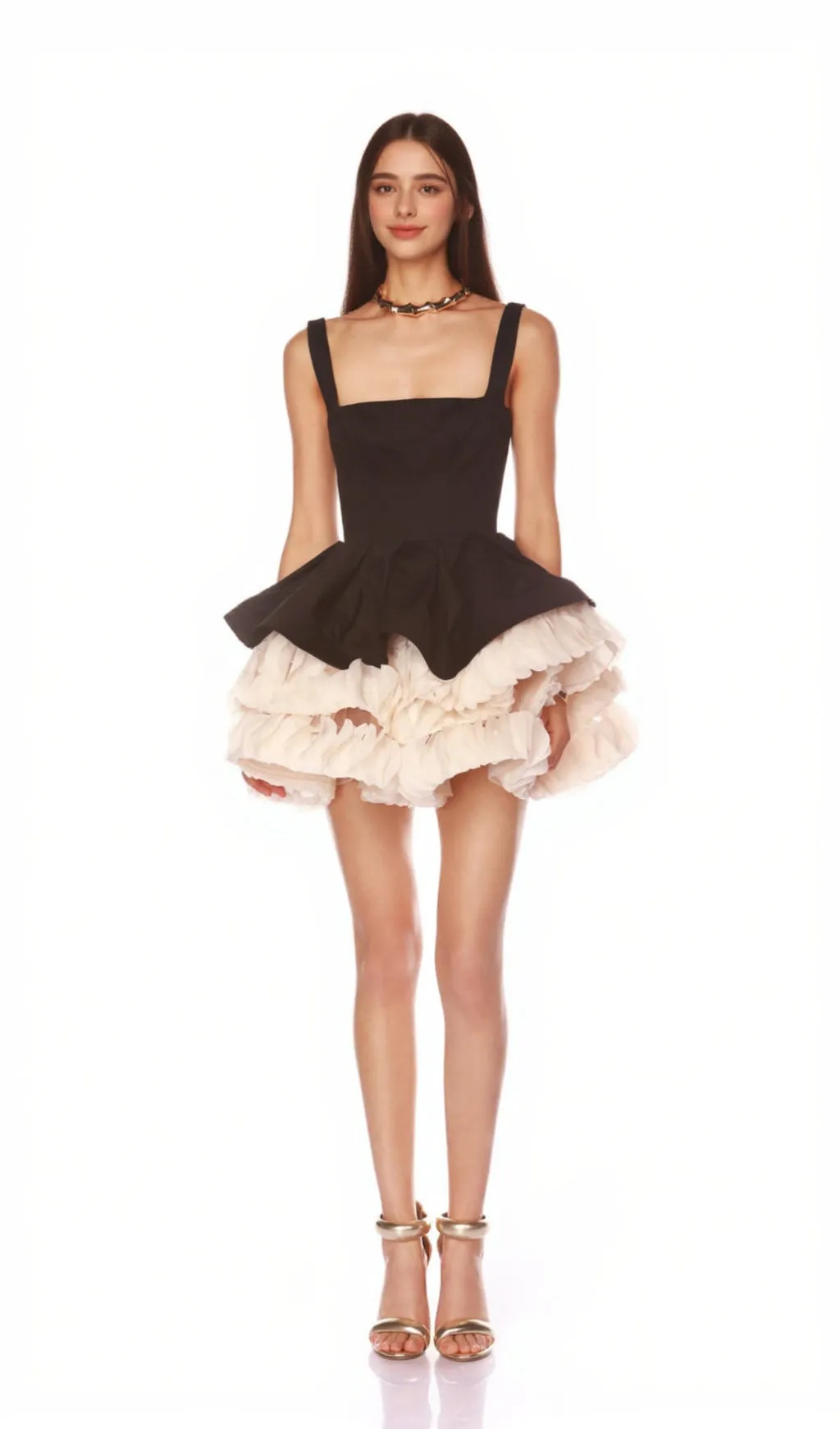 Black mini dress puffy skirt