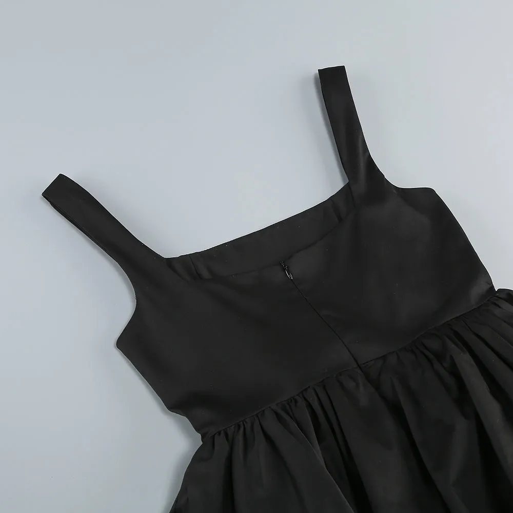 Black mini dress puffy skirt