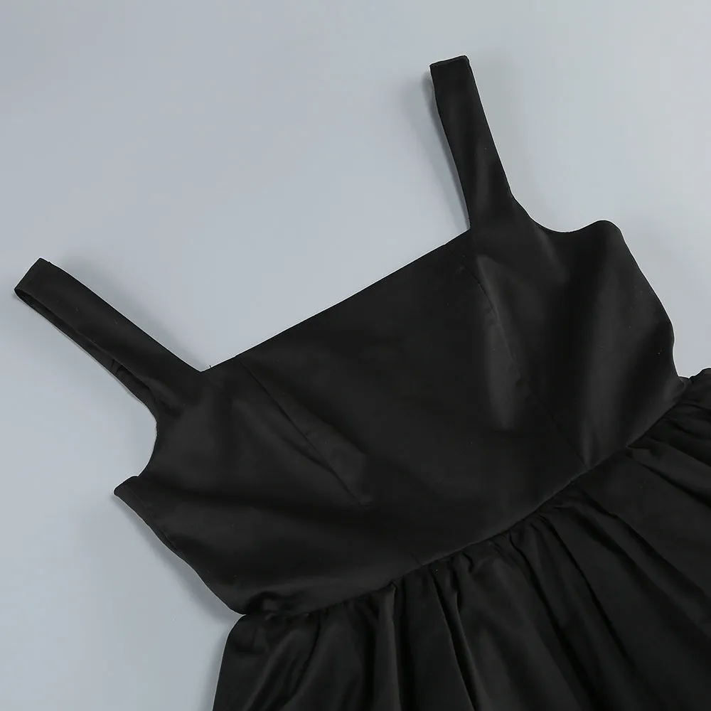 Black mini dress puffy skirt