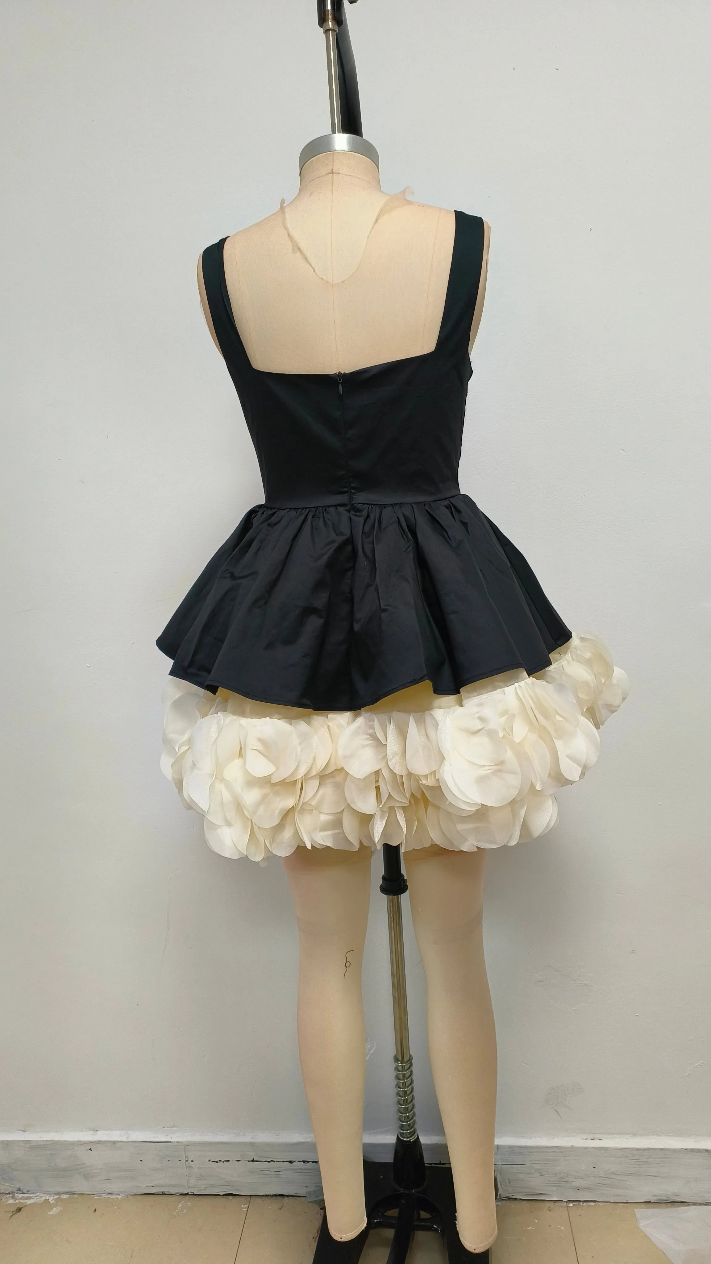 Black mini dress puffy skirt