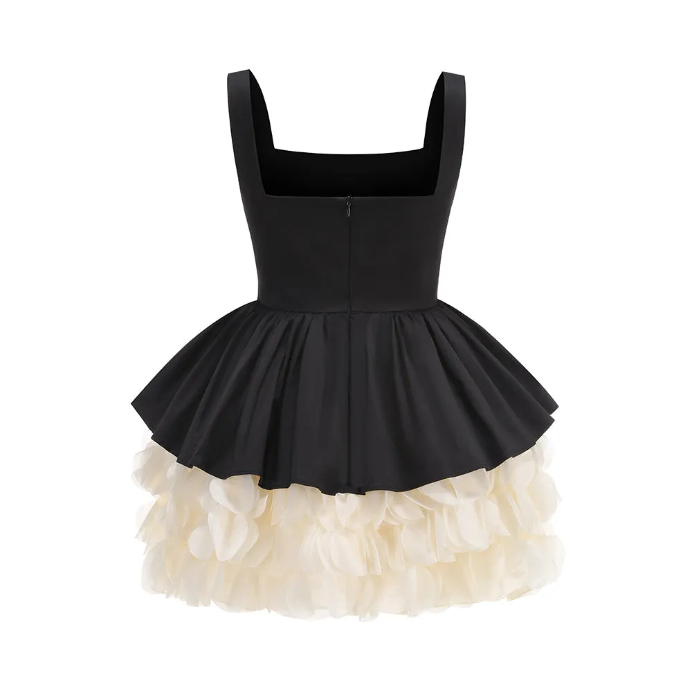 Black mini dress puffy skirt