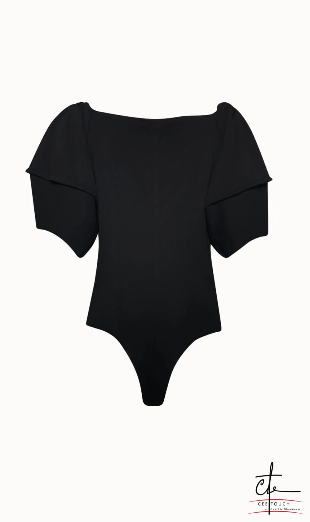 Black Off the Shoulder Front Button Bodysuit