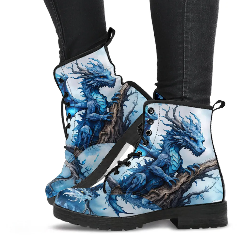 Blue Dragon Ankle Boots Design #002 Combat Boots