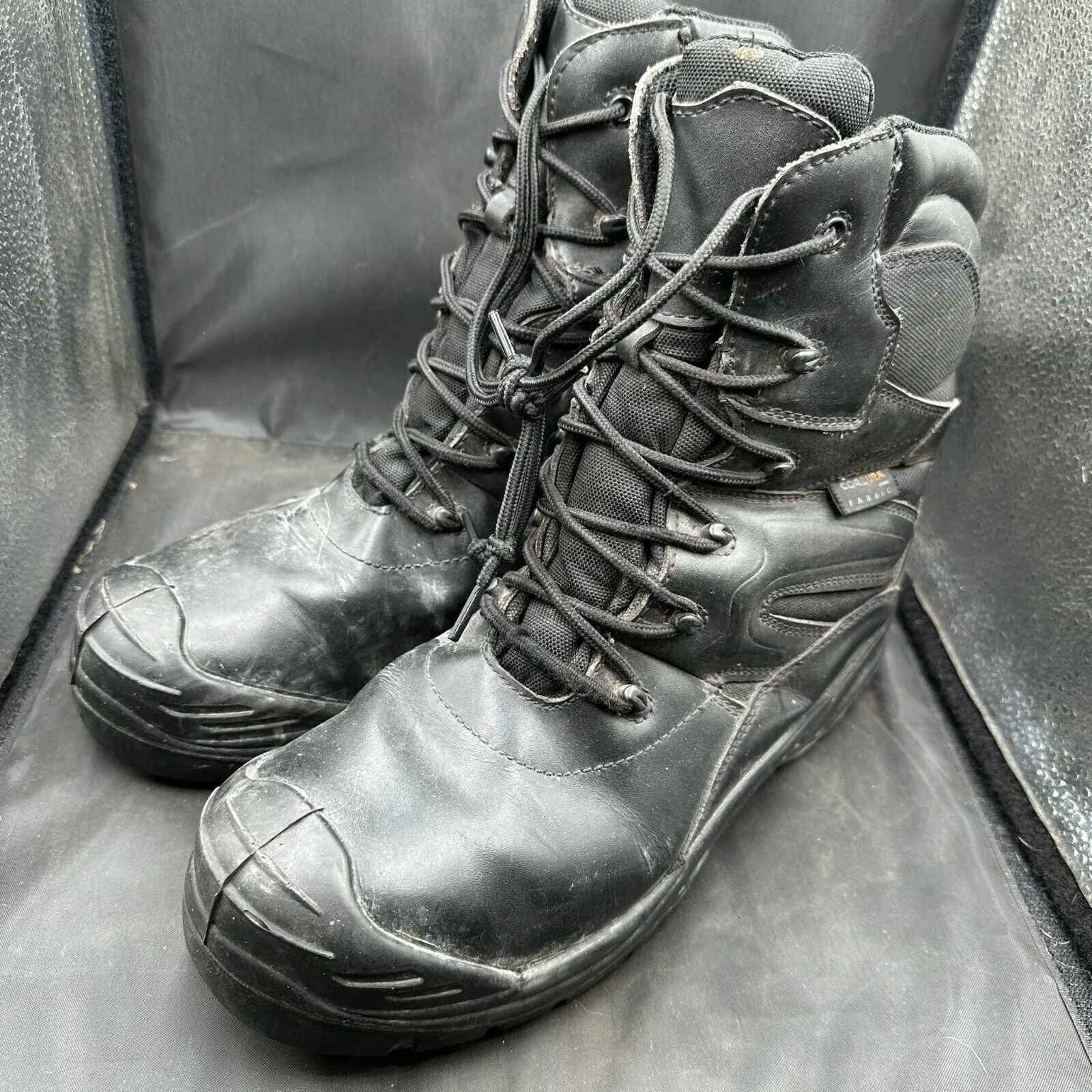 British Army Black Leather Army High Leg Combat Boots - Size UK 8M