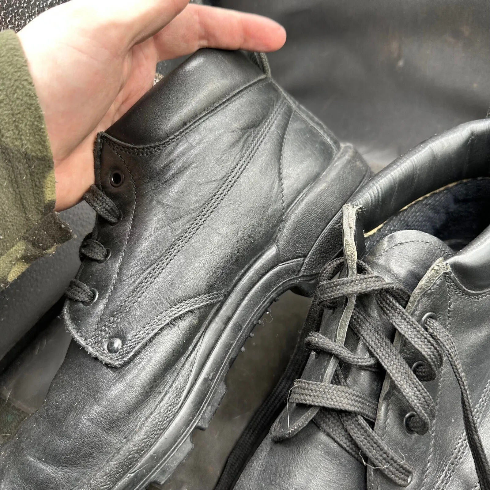 British Army Black Leather Duty Combat Boots - Size EU 46 UK 11