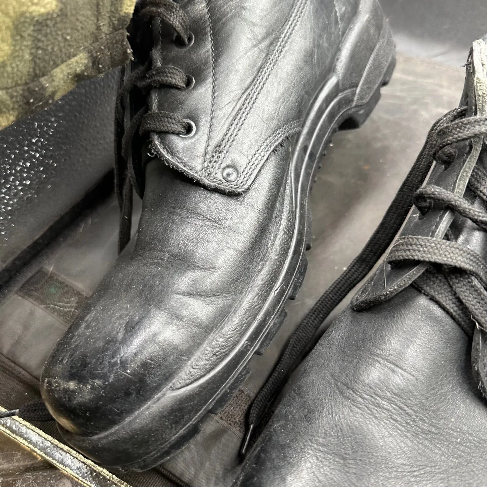 British Army Black Leather Duty Combat Boots - Size EU 46 UK 11