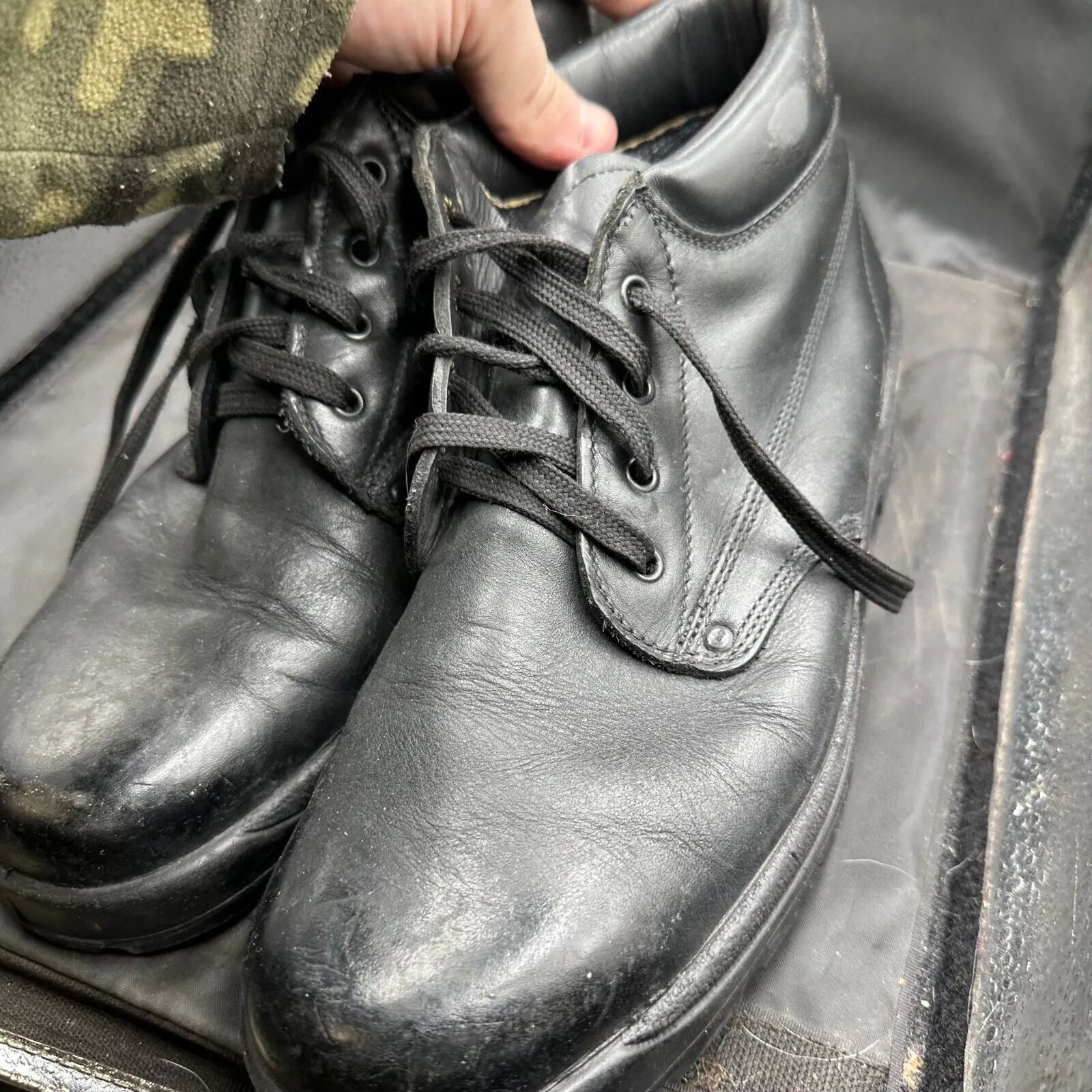British Army Black Leather Duty Combat Boots - Size EU 46 UK 11