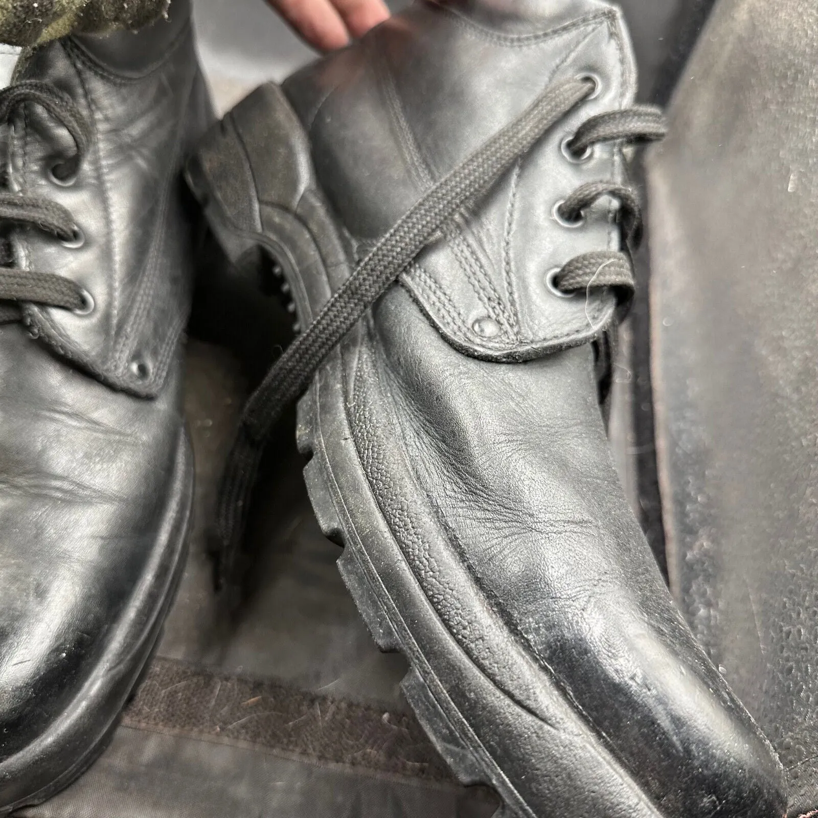British Army Black Leather Duty Combat Boots - Size EU 46 UK 11