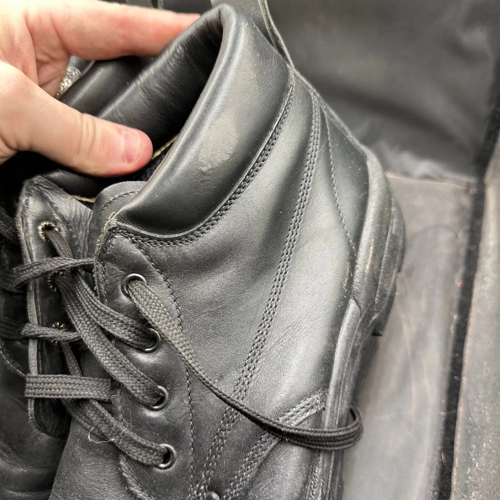British Army Black Leather Duty Combat Boots - Size EU 46 UK 11