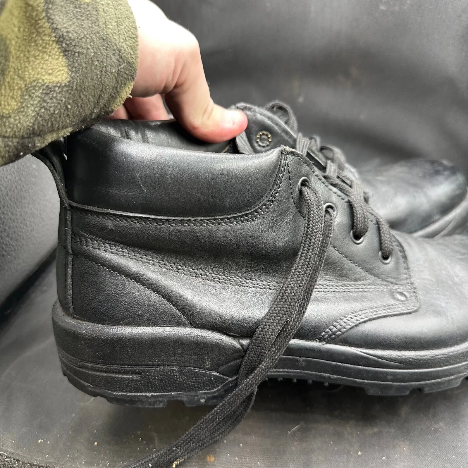 British Army Black Leather Duty Combat Boots - Size EU 46 UK 11