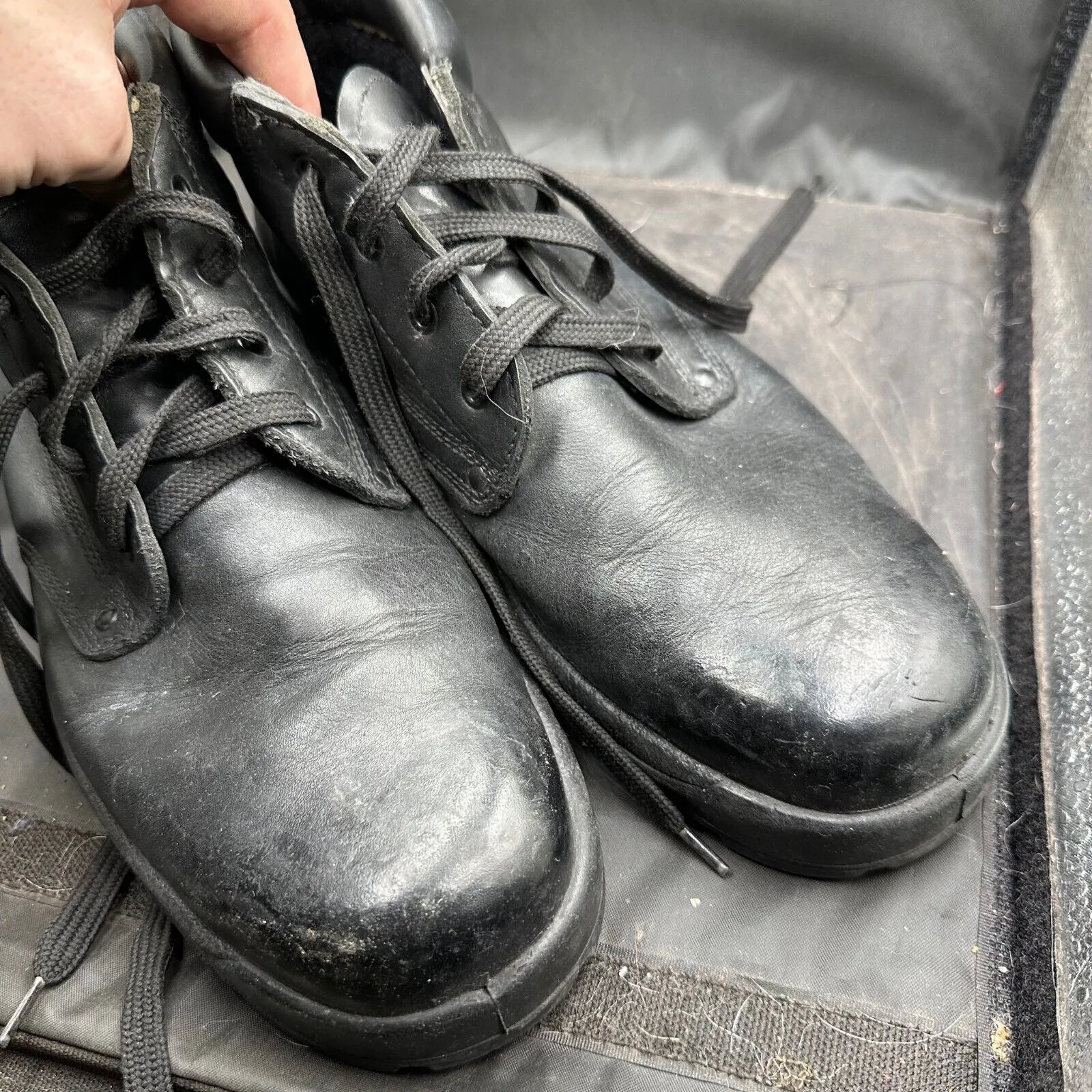 British Army Black Leather Duty Combat Boots - Size EU 46 UK 11
