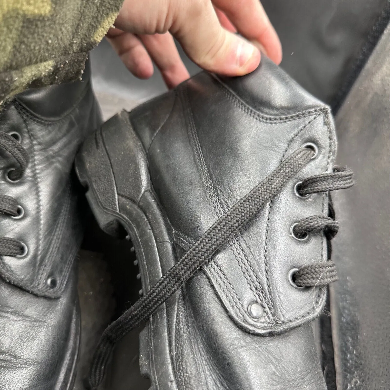 British Army Black Leather Duty Combat Boots - Size EU 46 UK 11