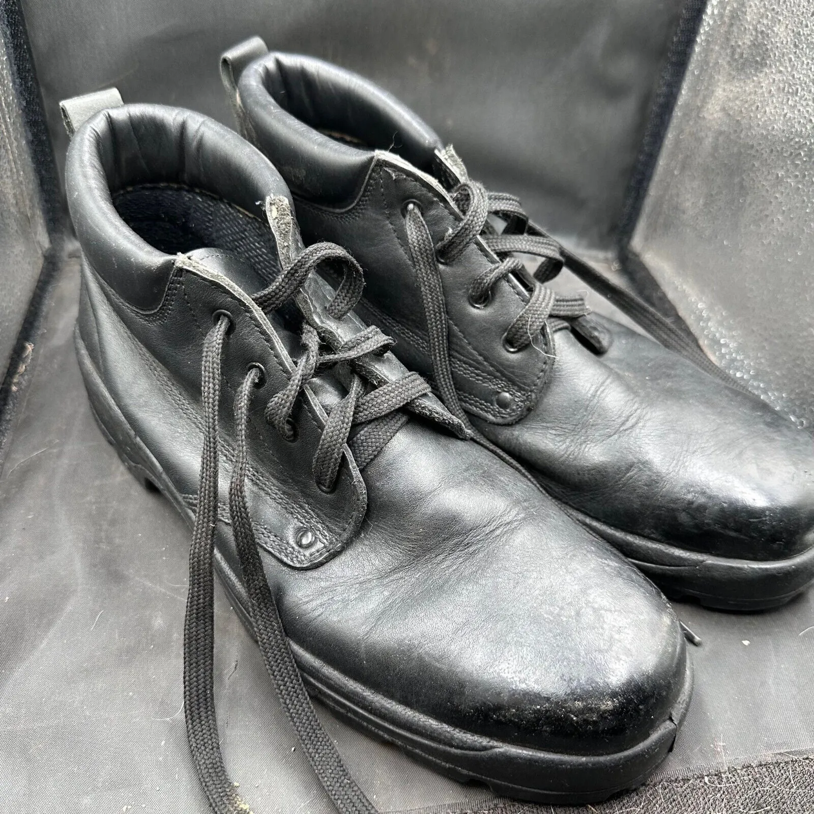 British Army Black Leather Duty Combat Boots - Size EU 46 UK 11