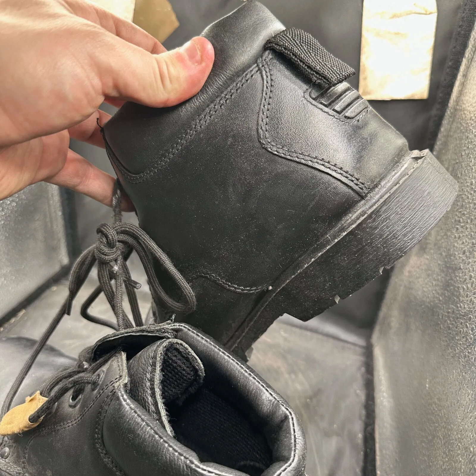 British Army Black Leather Safety / Combat Boots - Size EU 44 - UK 9M