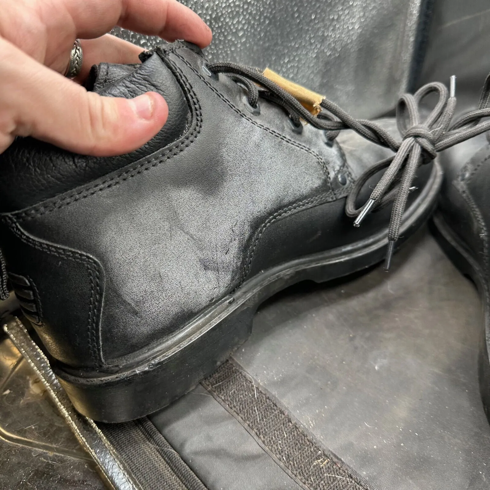 British Army Black Leather Safety / Combat Boots - Size EU 44 - UK 9M