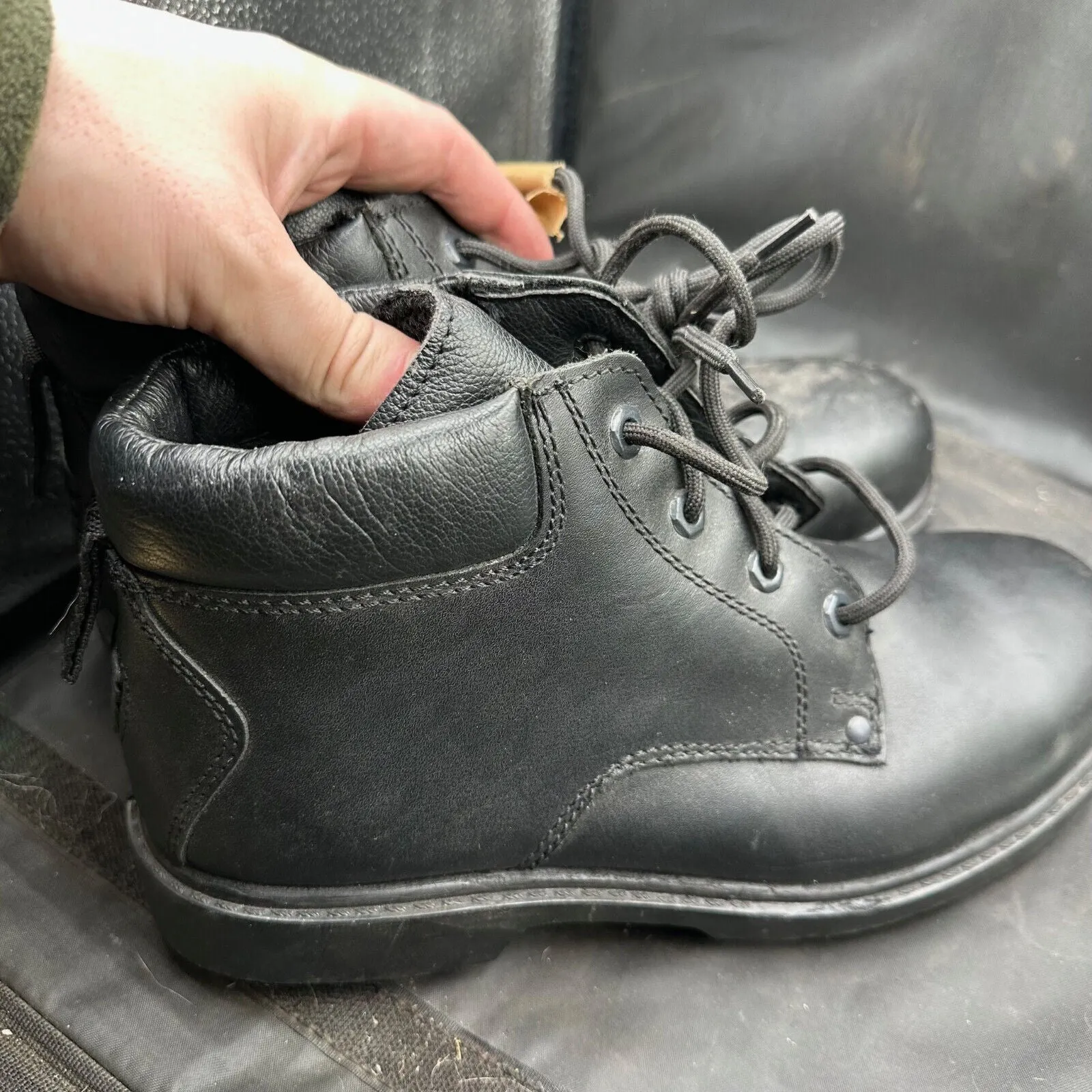 British Army Black Leather Safety / Combat Boots - Size EU 44 - UK 9M