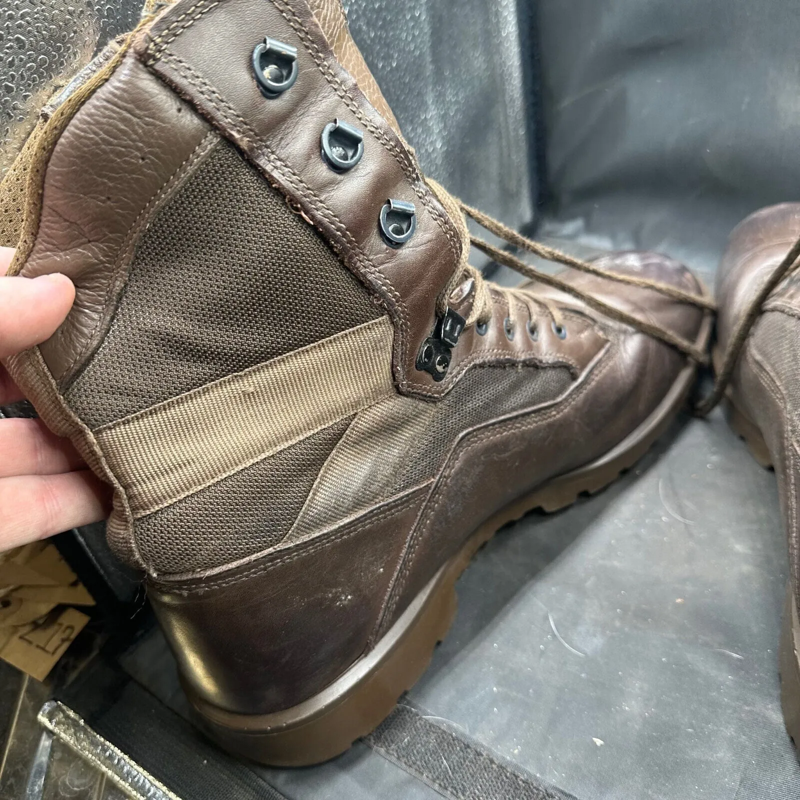 British Army Brown Leather YDS High Top Combat Patrol Boots- Size EU 47 - UK 13W