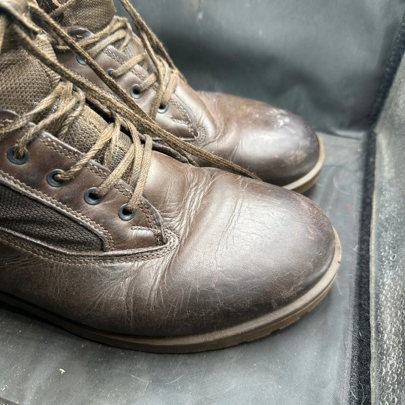 British Army Brown Leather YDS High Top Combat Patrol Boots- Size EU 47 - UK 13W