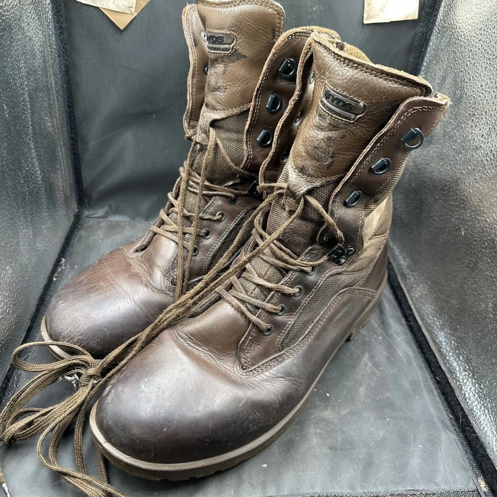 British Army Brown Leather YDS High Top Combat Patrol Boots- Size EU 47 - UK 13W
