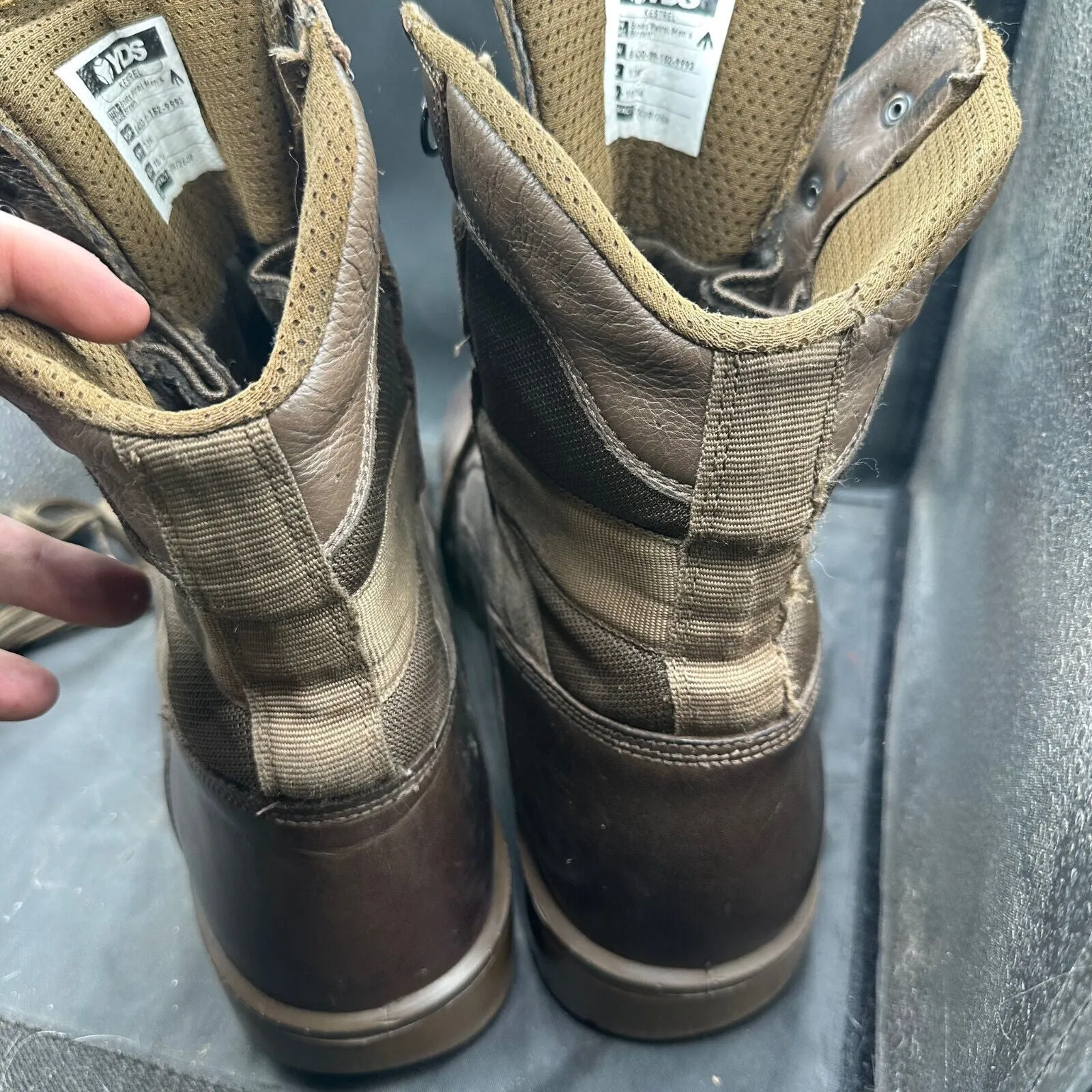 British Army Brown Leather YDS High Top Combat Patrol Boots- Size EU 47 - UK 13W