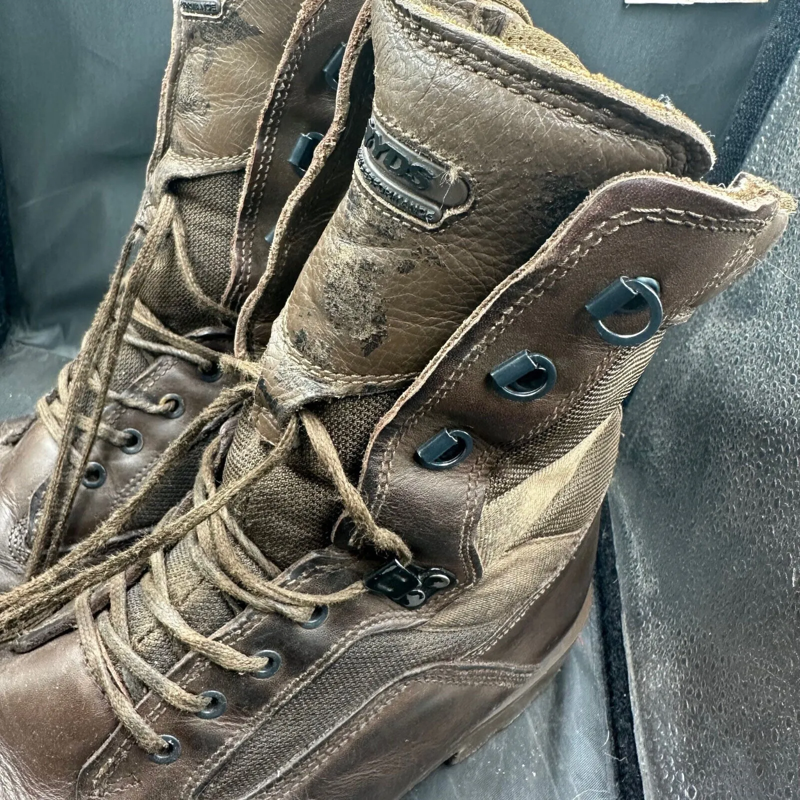 British Army Brown Leather YDS High Top Combat Patrol Boots- Size EU 47 - UK 13W